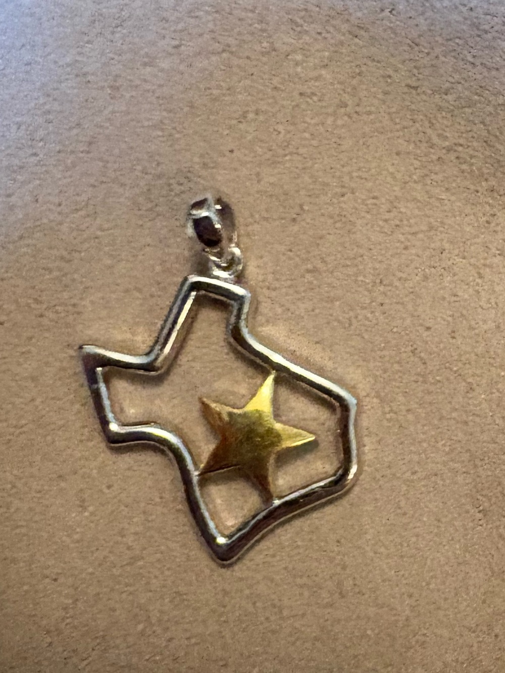 Texas Outline Star Pendant Charm - Silver & Gold Tone